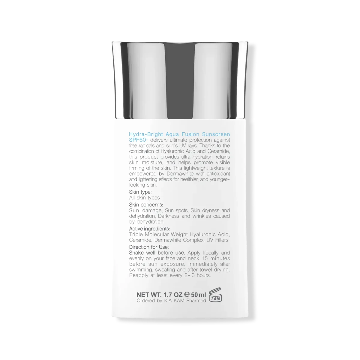 ضد آفتاب آکوا فیوژن فلوئید هیدرا دارای spf50 حجم 50 میل برایت مکس - Image 2