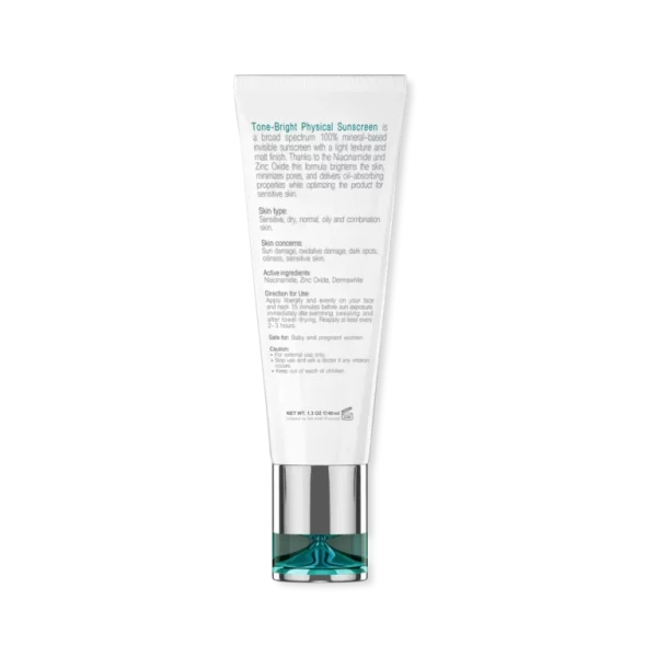 ضد آفتاب فیزیکال بی رنگ برایت مکس مدل Tone Bright با SPF 50 حجم 40 میلی لیتر