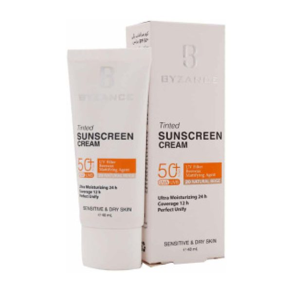 کرم ضد آفتاب رنگی بیزانس با SPF50 مناسب پوست های حساس و خشک حجم 40 میلی لیتر