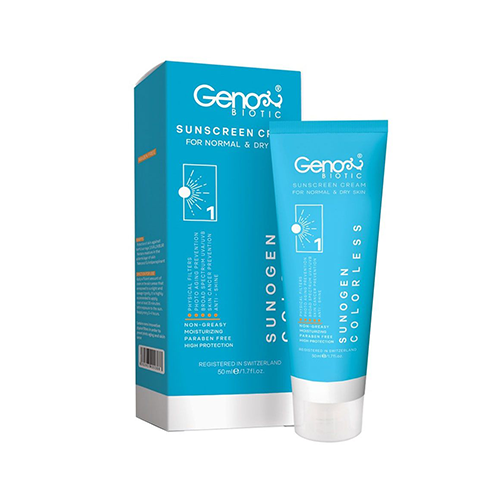 کرم ضد آفتاب بی رنگ ژنو بایوتیک مدل Sunogen مناسب پوست خشک و معمولی حجم 50 میلی لیتر